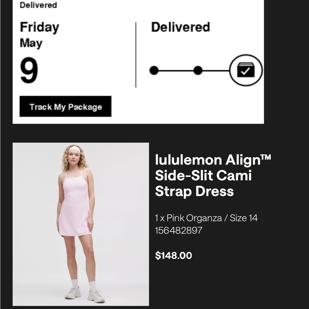 Never worn lululemon align side slit cami dress pink organza size 14 - Picture 7 of 7